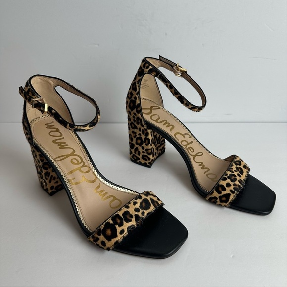 Sam Edelman Shoes - Sam Edelman Leopard Block Heels Women's Size 9 Shoes Black Tan Calf Hair